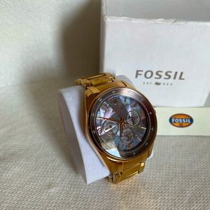 Rose gold, geometric fossil watch
